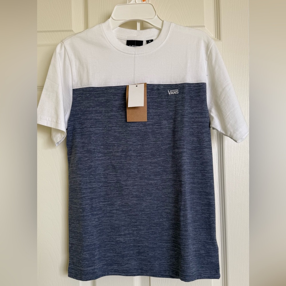 VANS BLUE AND WHITE BOYS’ SIZE M SHORT SLEEVE TEE